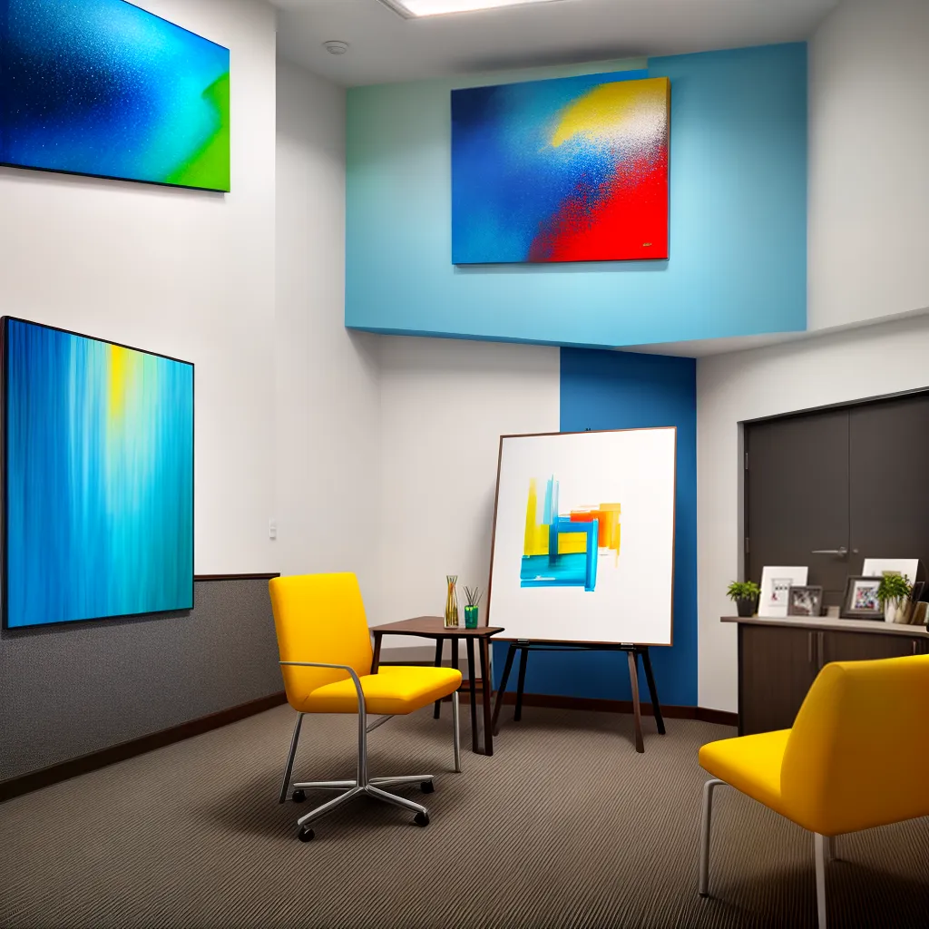 pintura abstrata sala reuniao criatividade