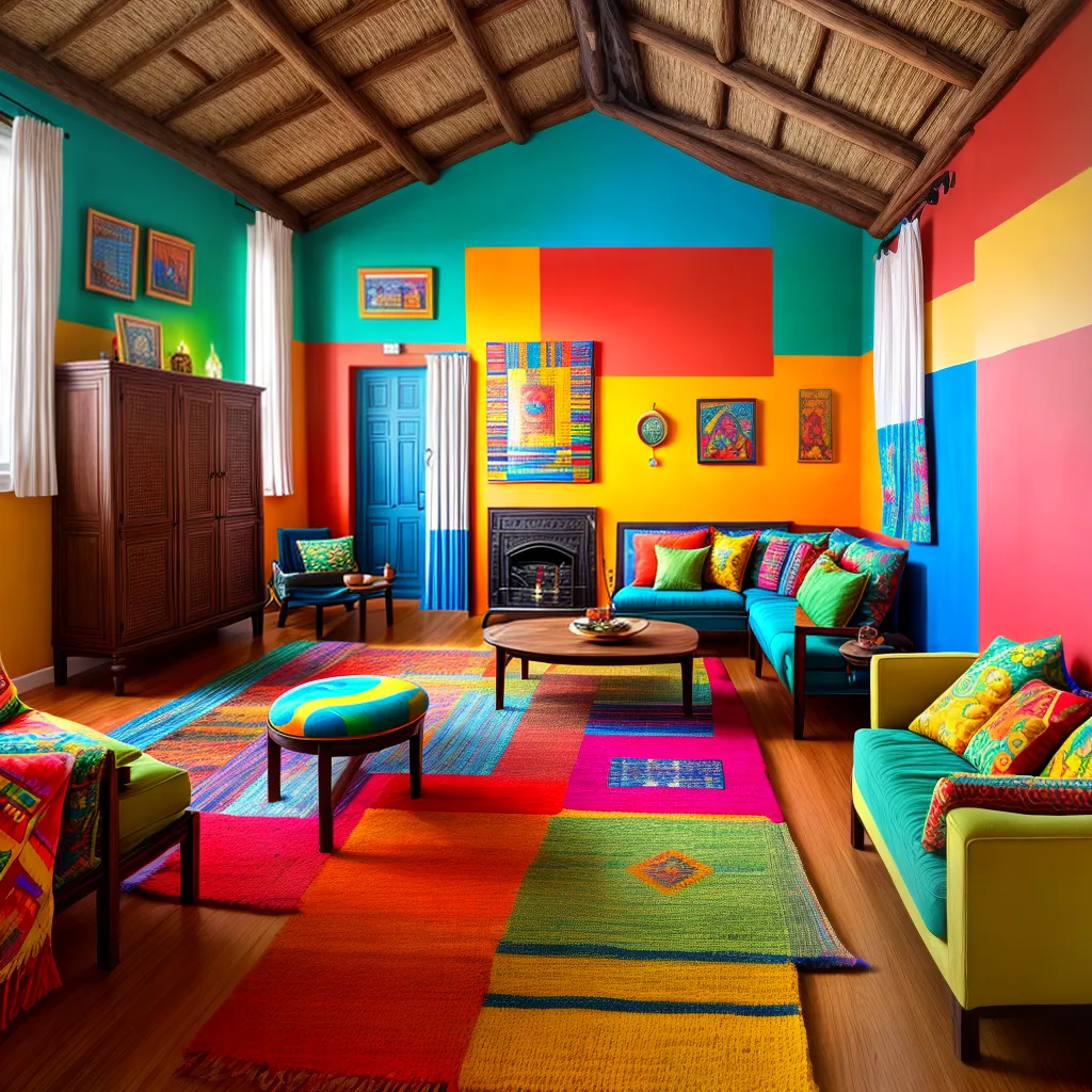 sala latina decoracao vibrante