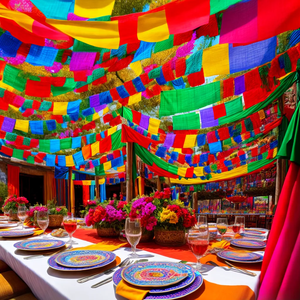 pintura fiesta mexicana papel picado talavera