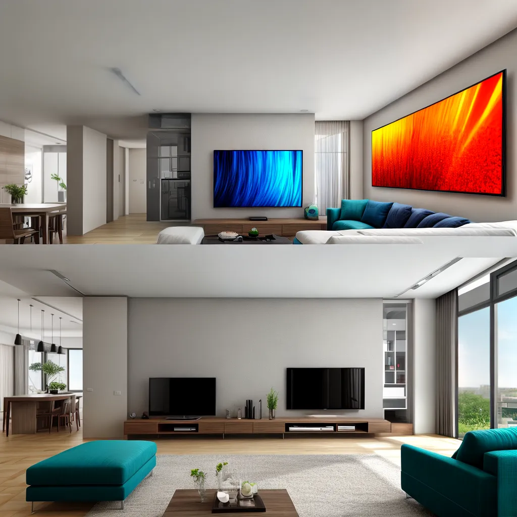 sala colorida tv arte animada