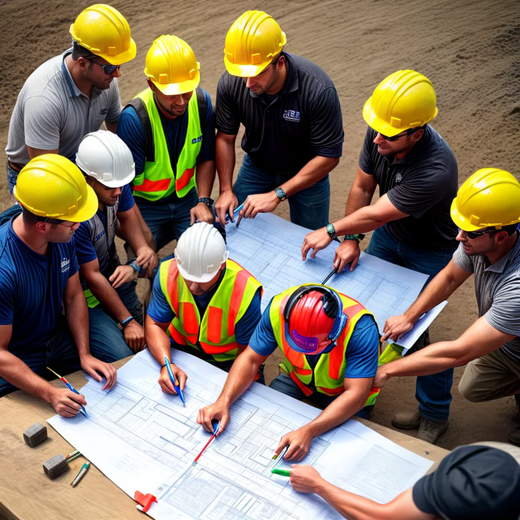 trabalhadores construcao discussao equipe