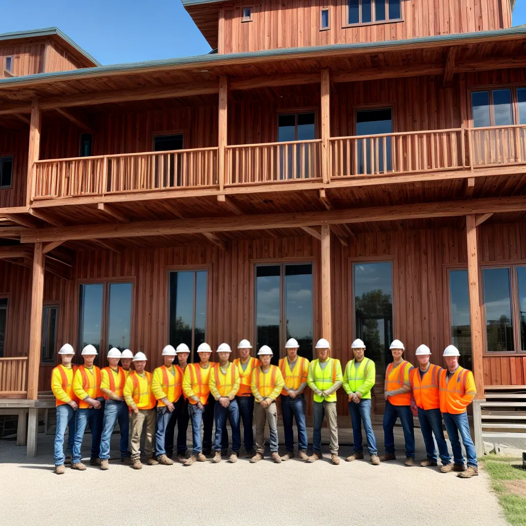 trabalhadores construcao sorrisos painel madeira