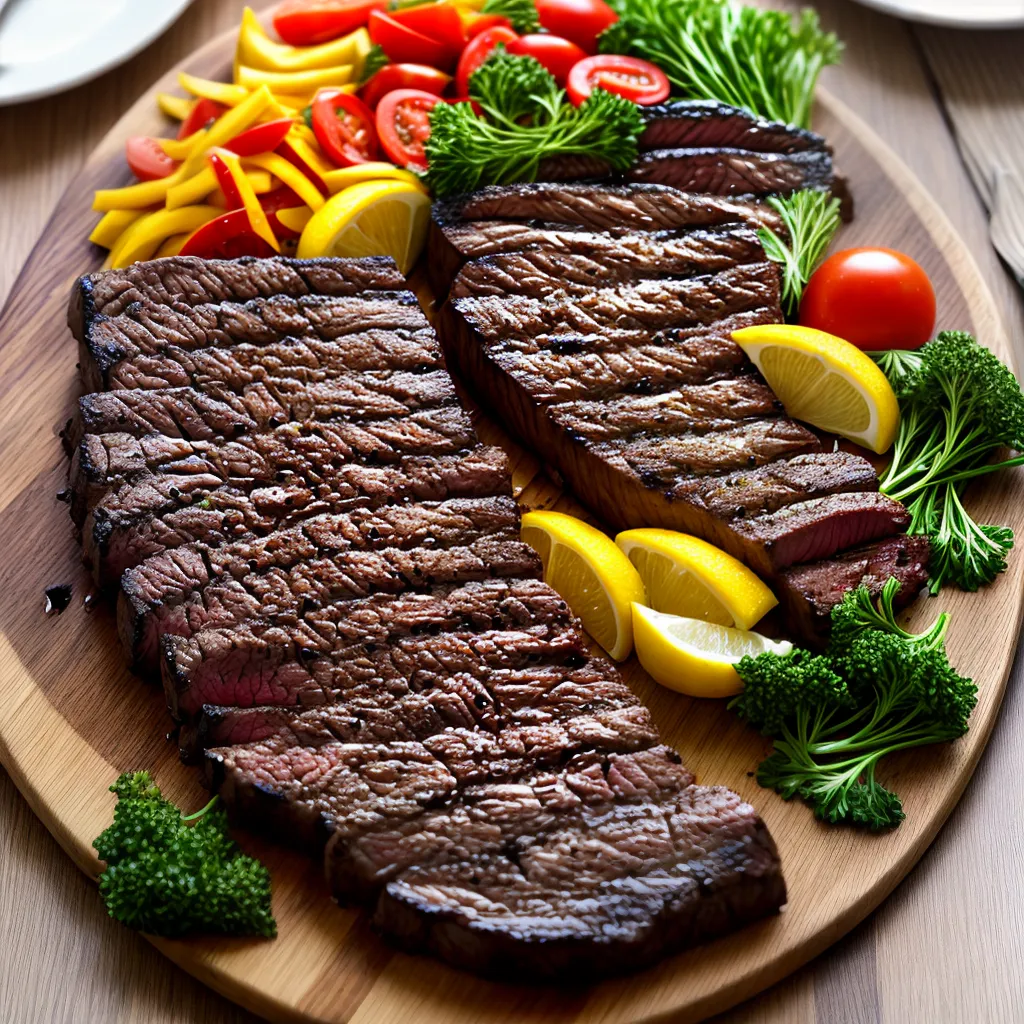 steak grelhado suculento ervas legumes