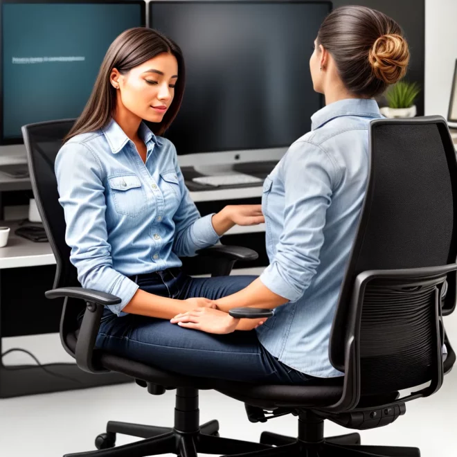 mulher profissional ergonomia cadeira