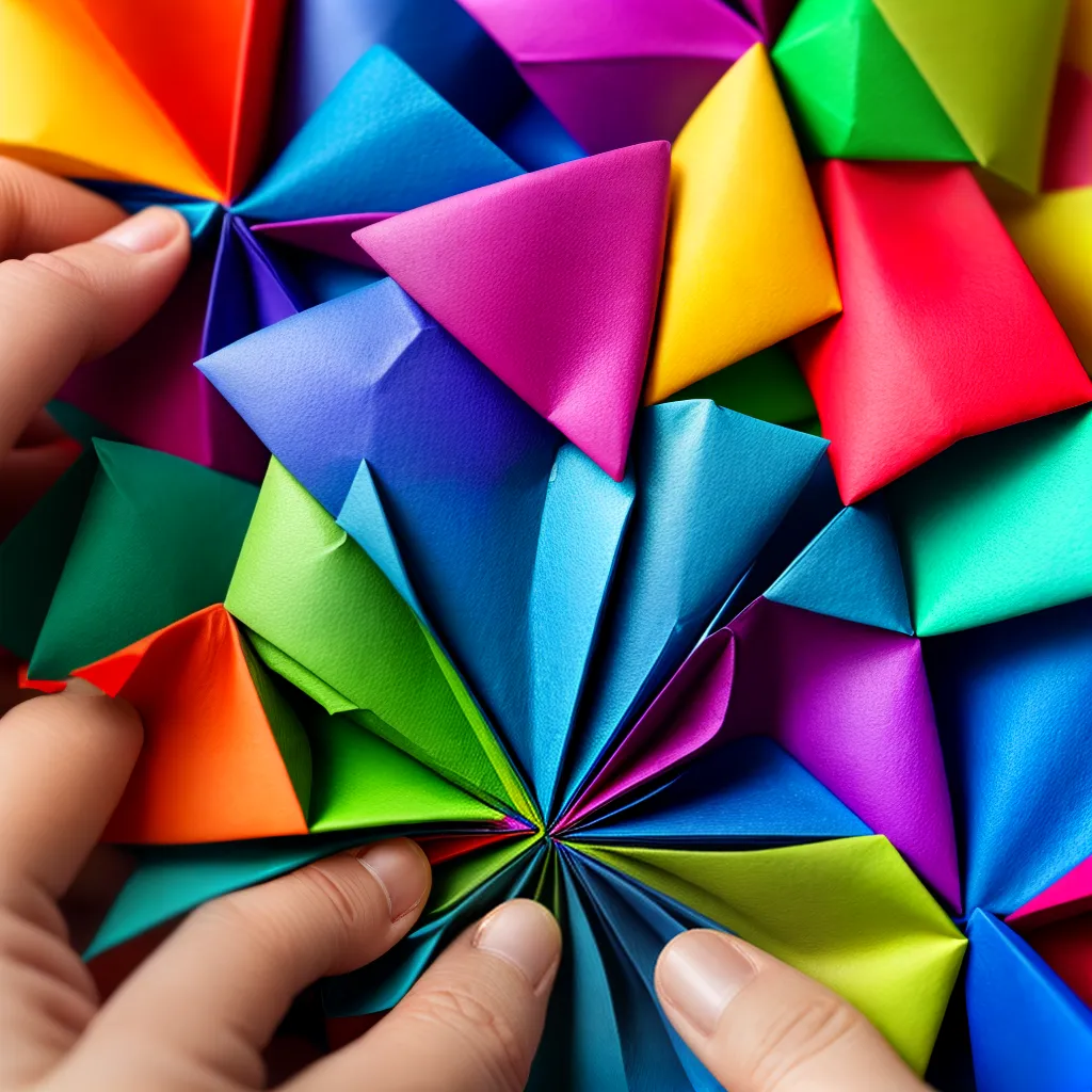 dobradura origami estrela colorida