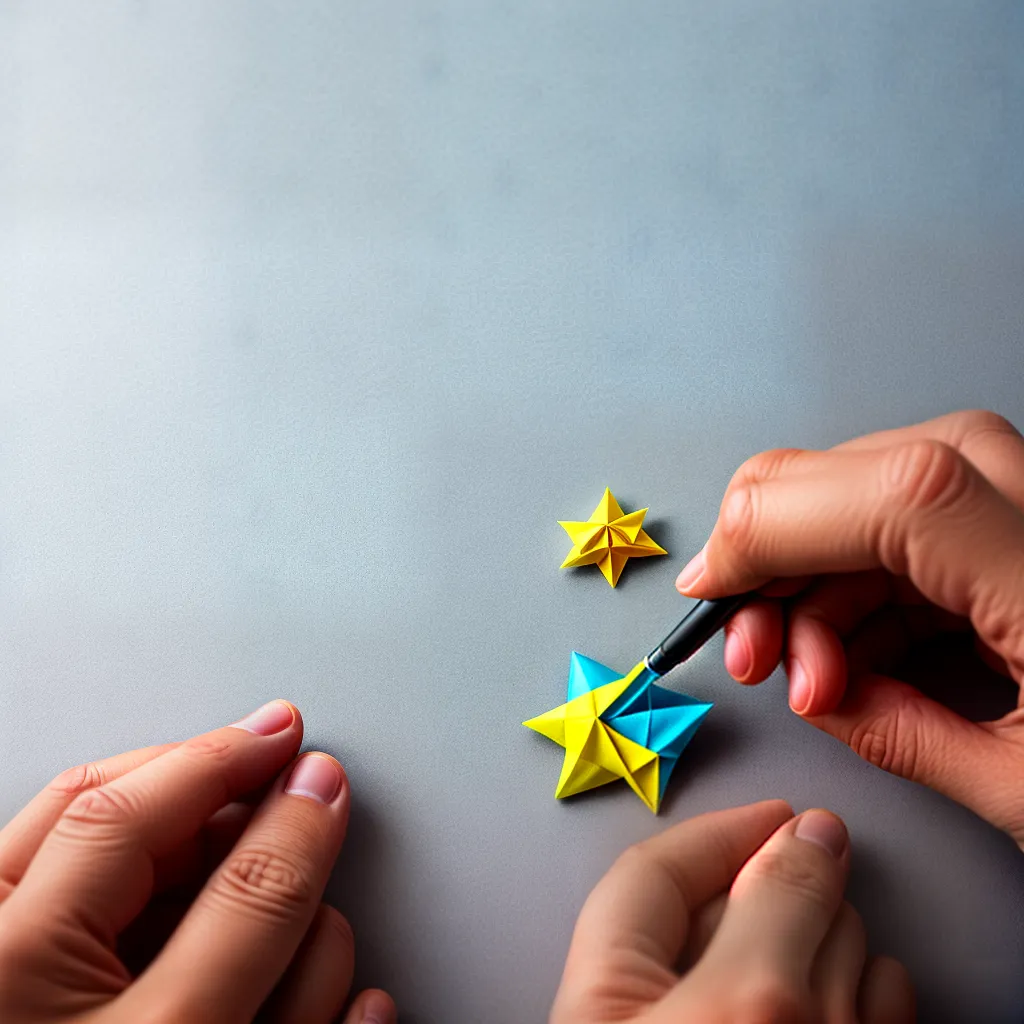dobradura origami estrela maos 1