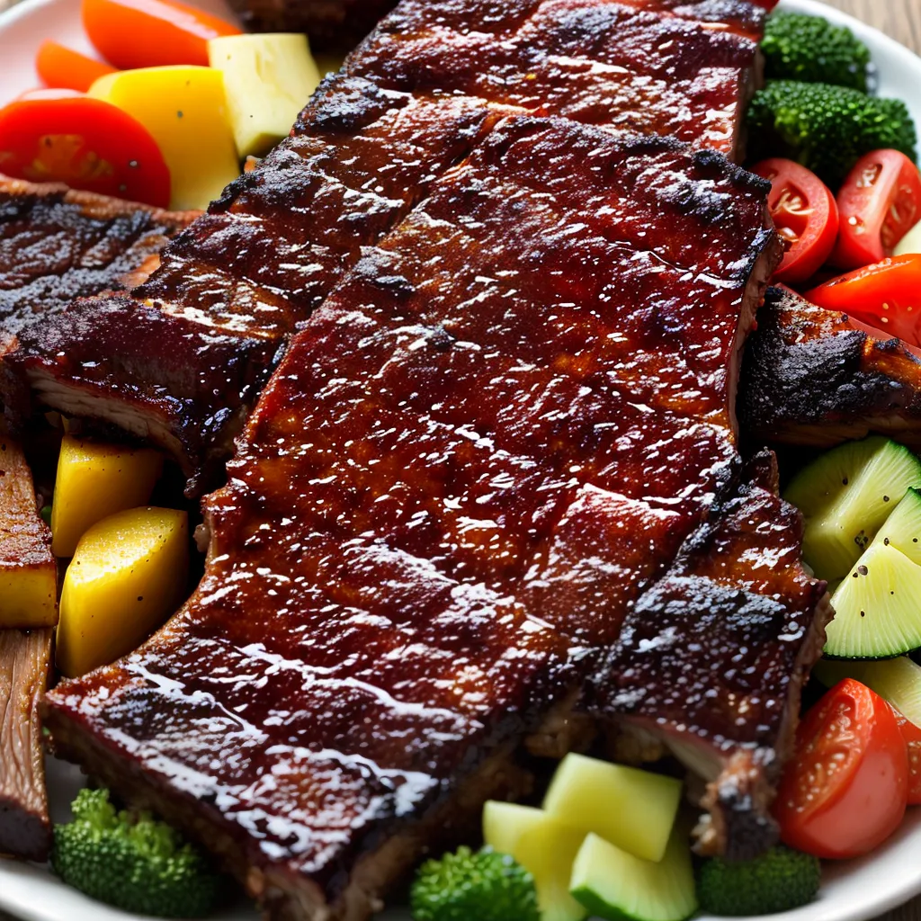 costela grelhada molho barbecue legumes