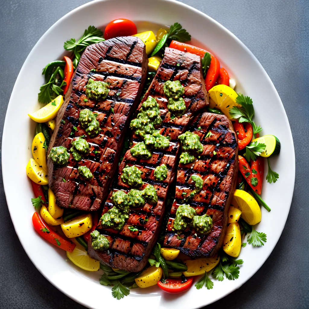 churrasco bife suculento chimichurri legumes churrasco bife suculento chimichurri legumes