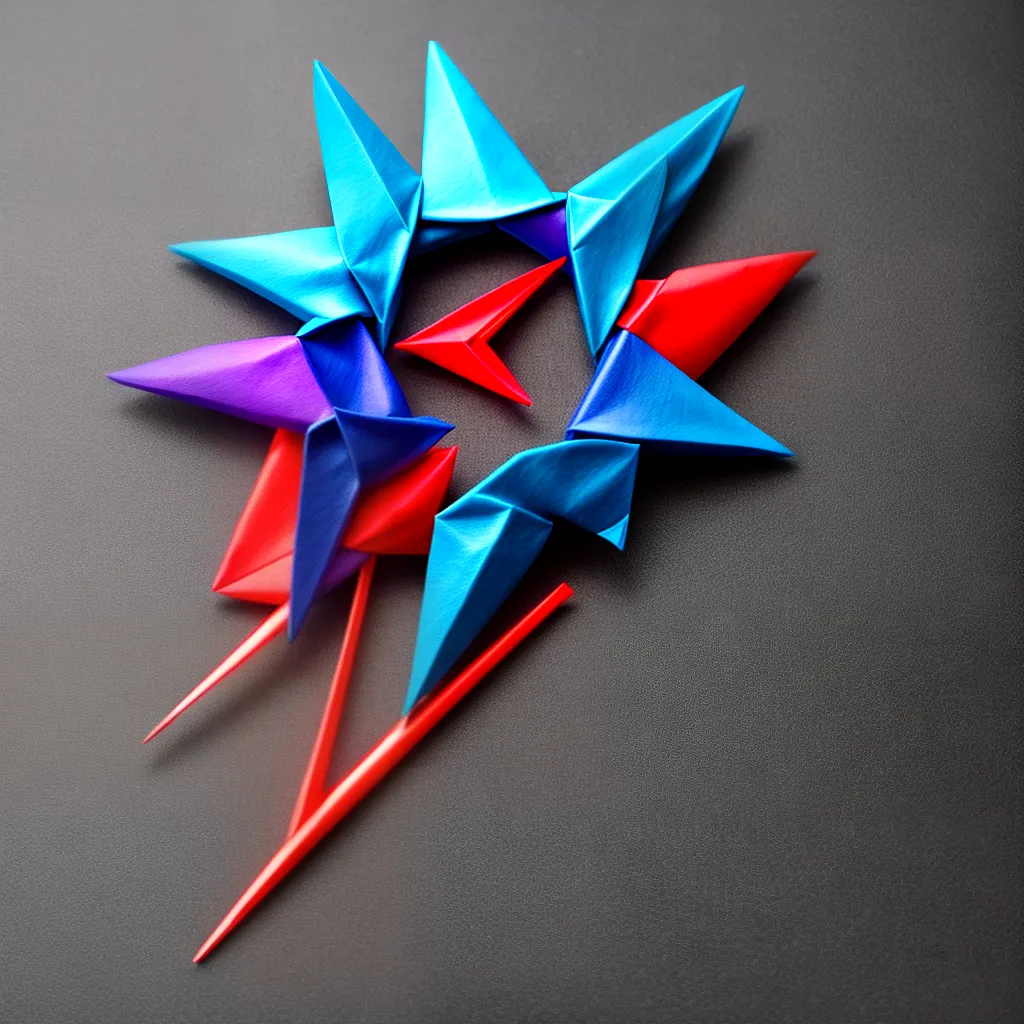 origami shuriken colorido preciso