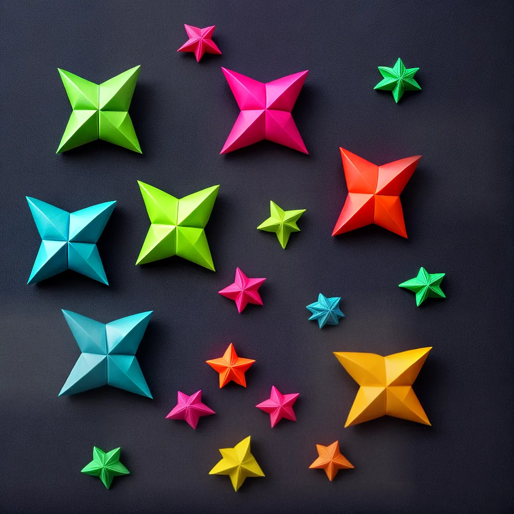 origami shurikens coloridos arte