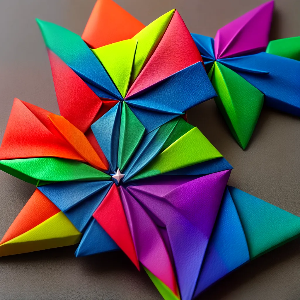 origami shuriken colorido artesanal