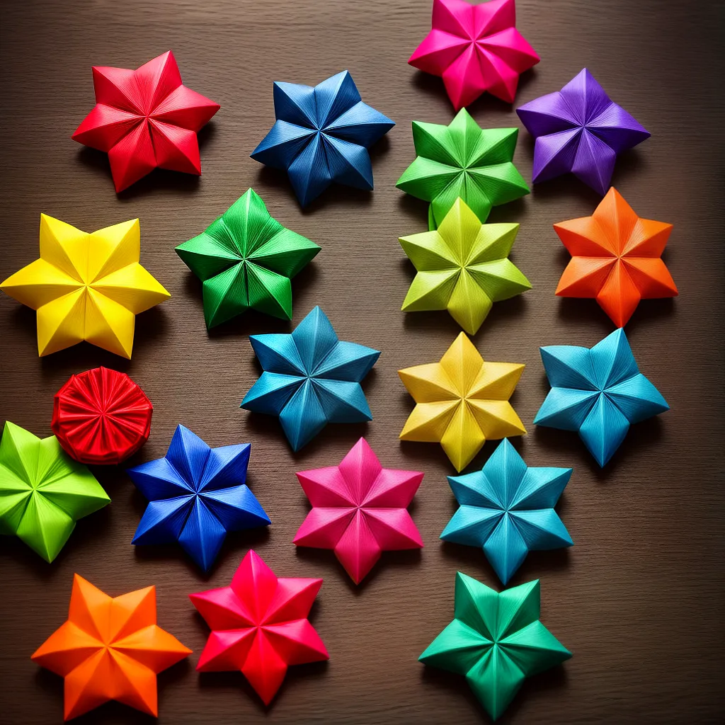 origami shurikens coloridos arte 1