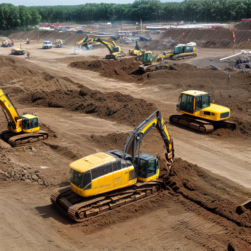 obra maquinas operarios construcao terreno obra maquinas operarios construcao terreno