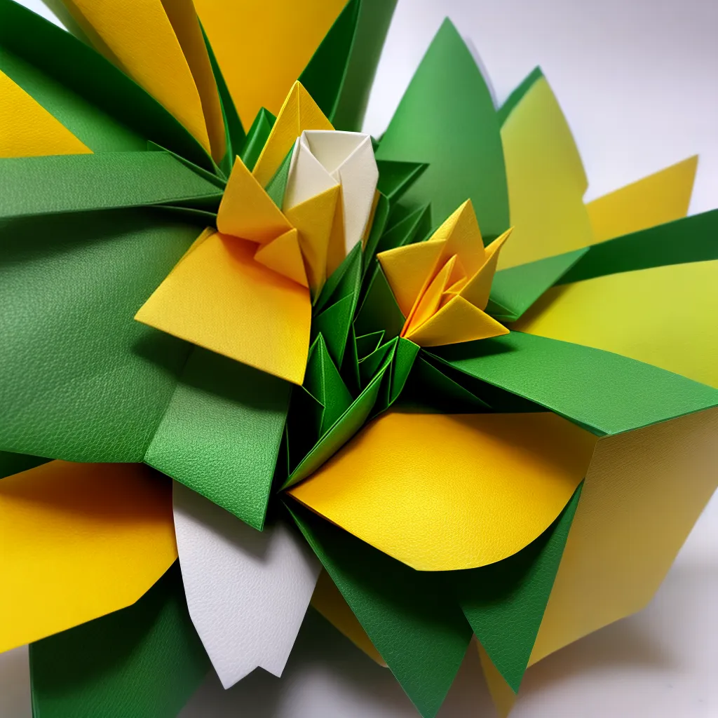 origami pato verde amarelo artesanal