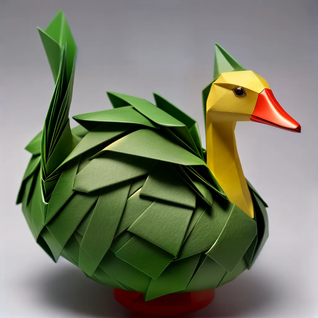 origami pato verde artesanato natureza