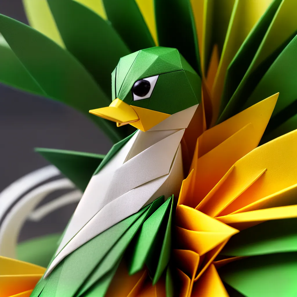origami pato verde amarelo artesanato