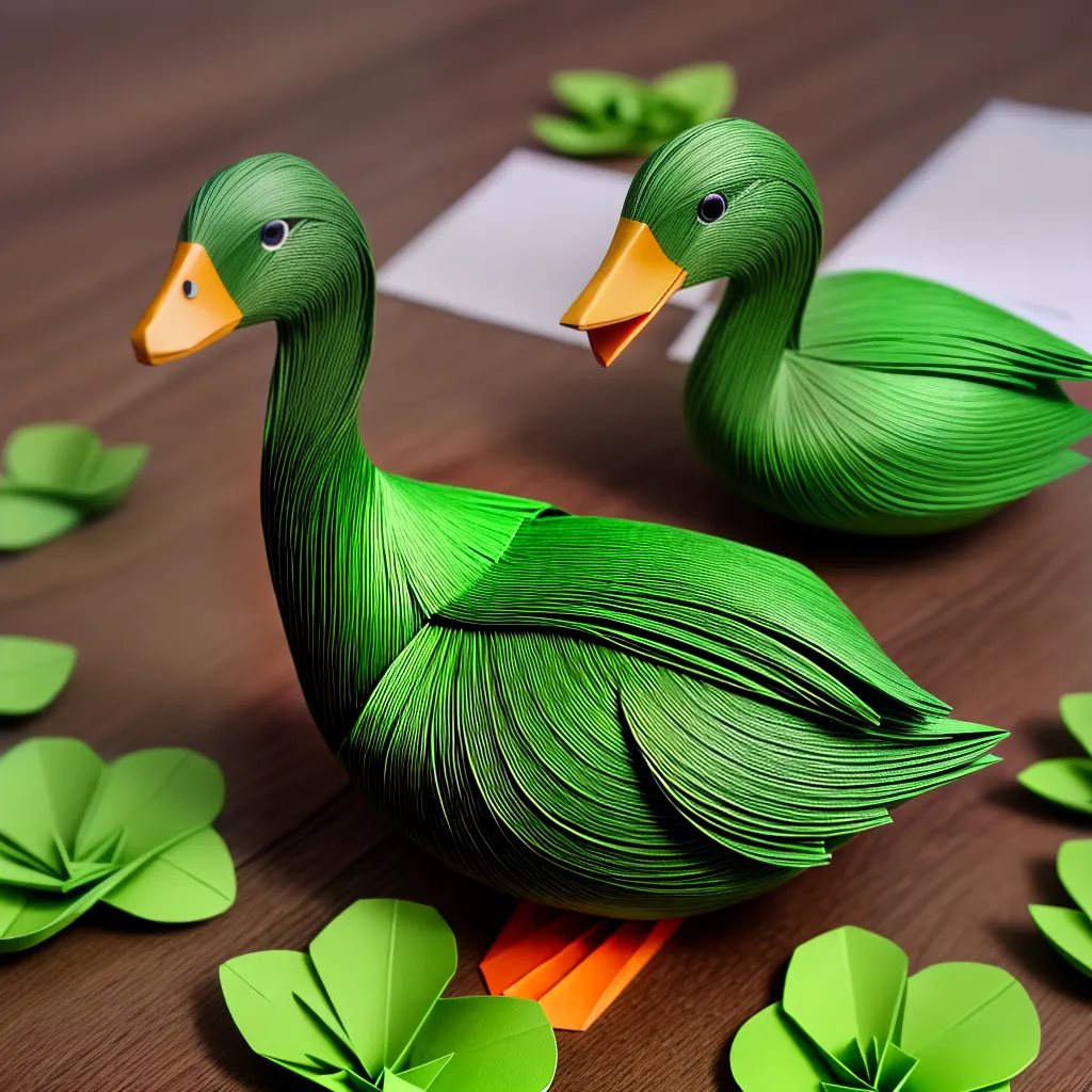 origami pato verde natureza artesanato