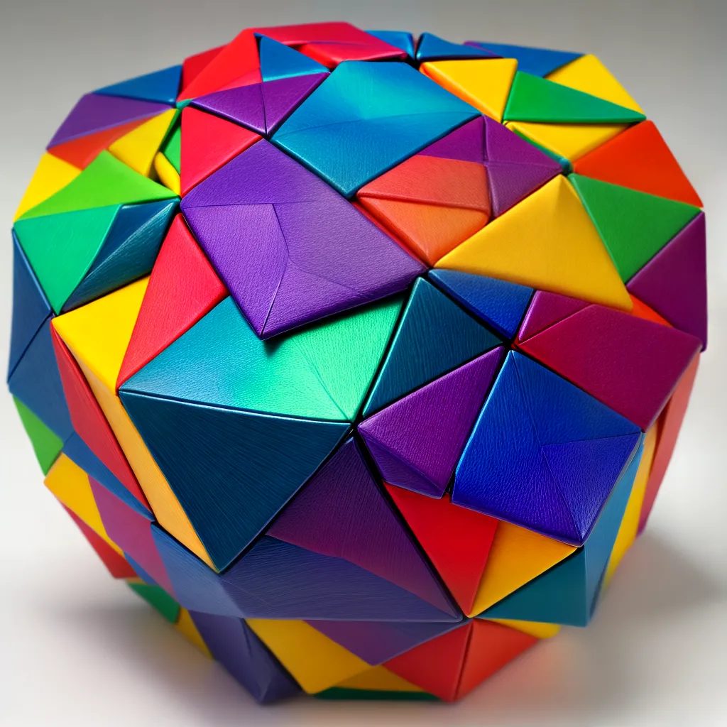 origami cubo colorido arte madeira