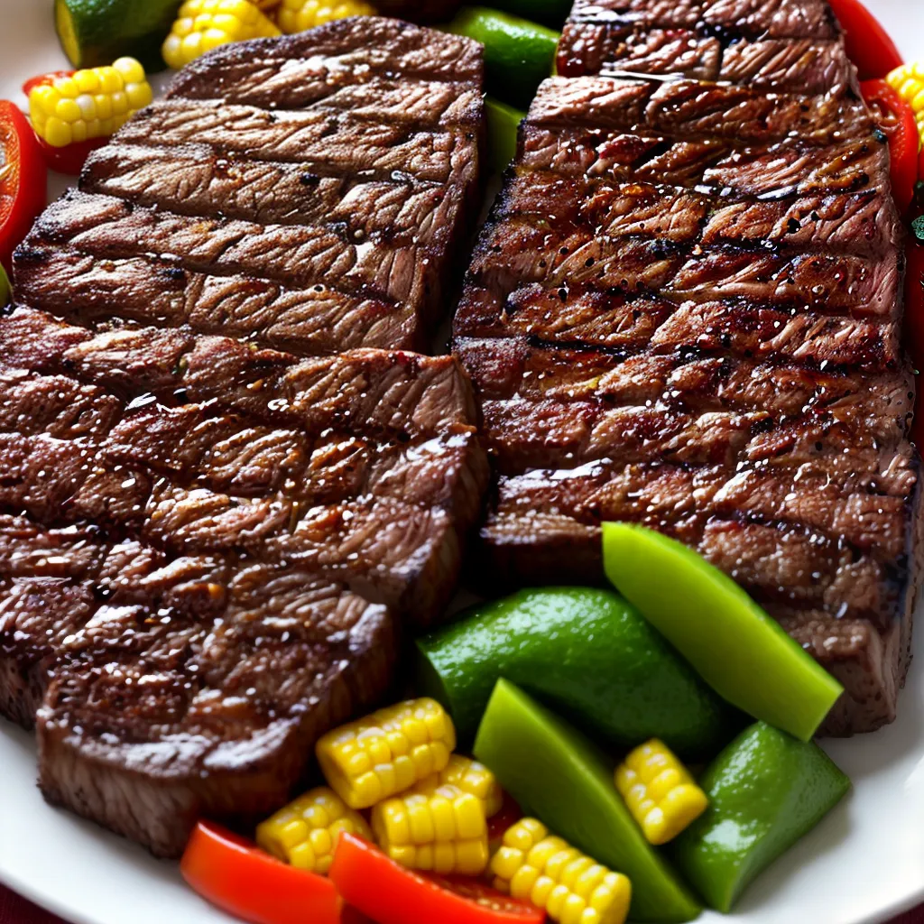 churrasco suculento carne grelhada legumes 10