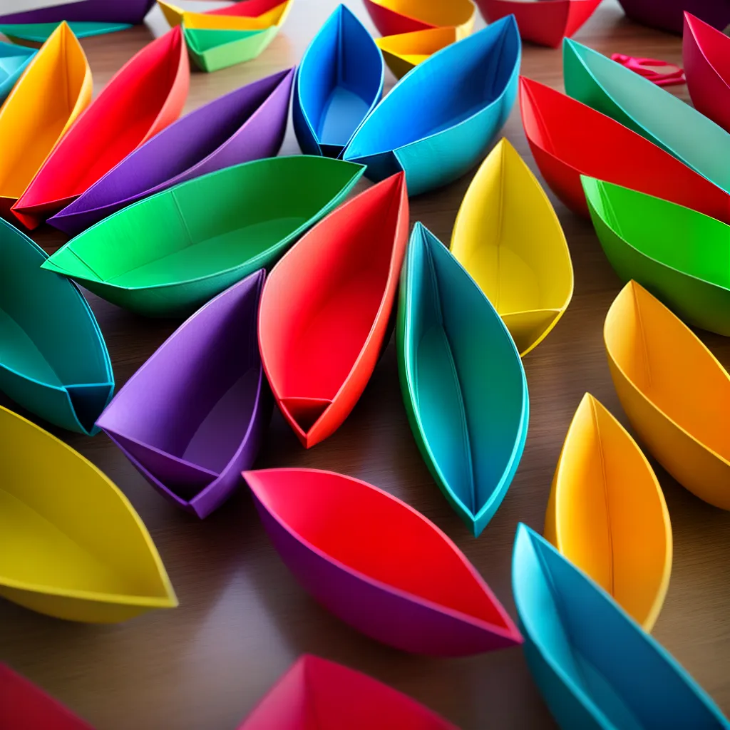 dobradura papel barco colorido