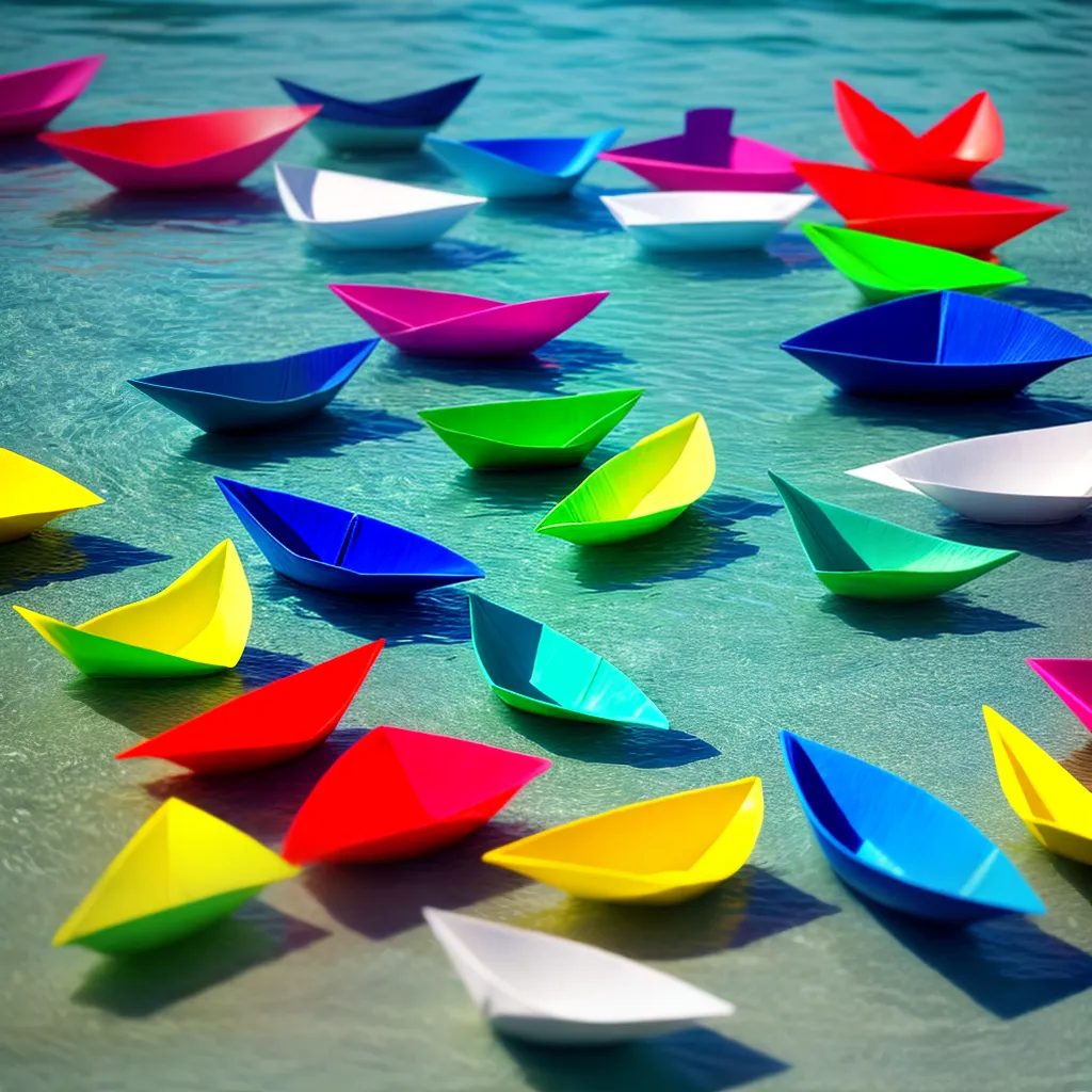 barquinhos papel coloridos agua serena