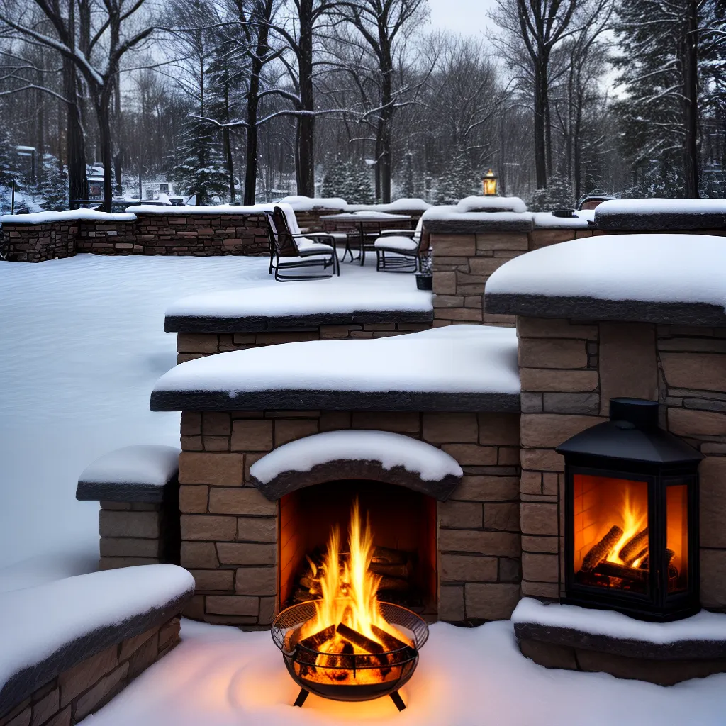 patio inverno fogo churrasco neve