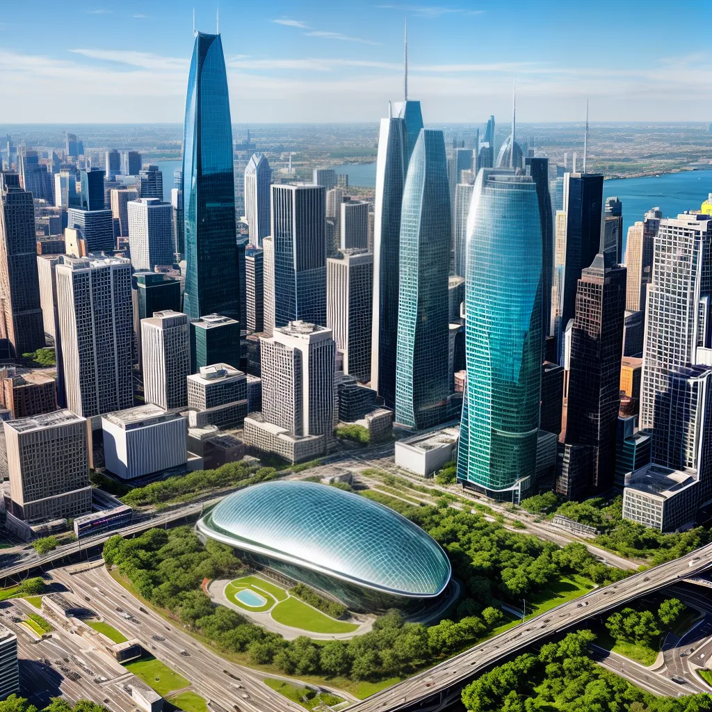 edificio futurista cidade reflexo sustentavel