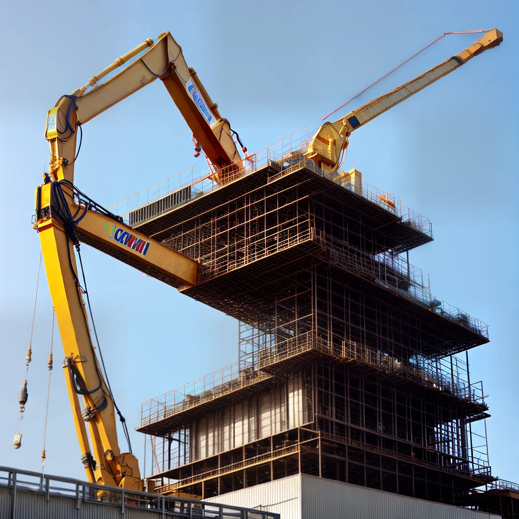 grua levantando viga aco construcao