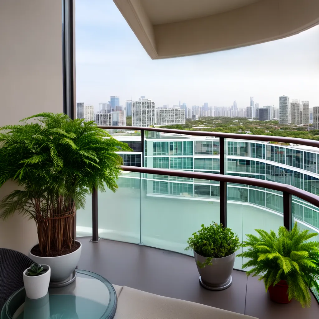 varanda moderna vista cidade conforto