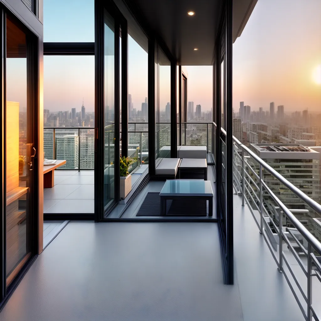 sacada vidro por do sol cidade