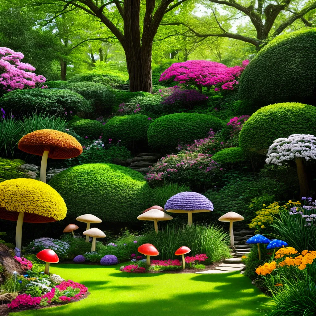 jardim encantado cogumelos fadas