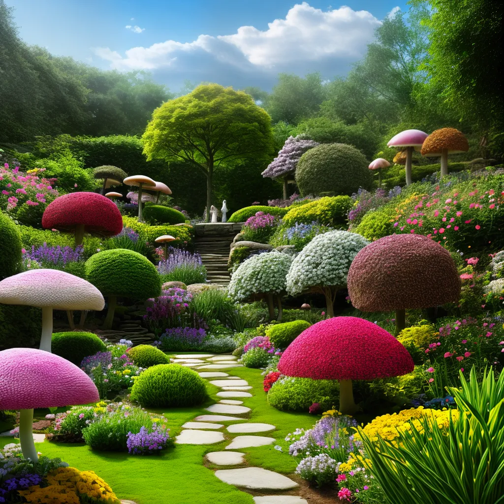 jardim fantasioso cogumelos luz fadas