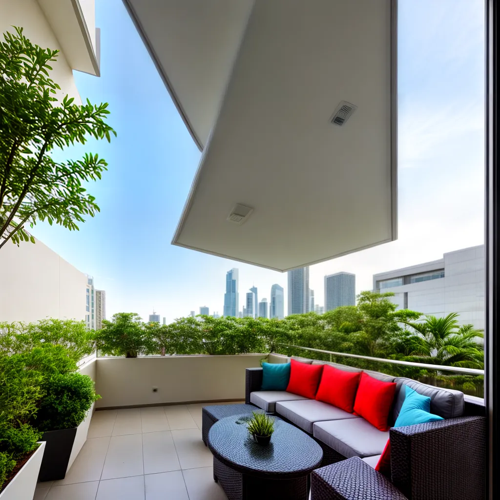 varanda moderna vista cidade decorada