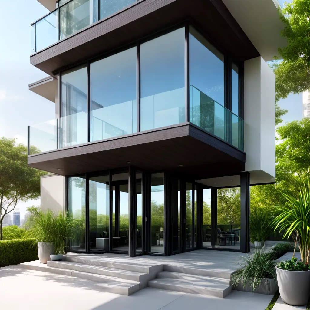 varanda moderna vista cidade mobiliario verde