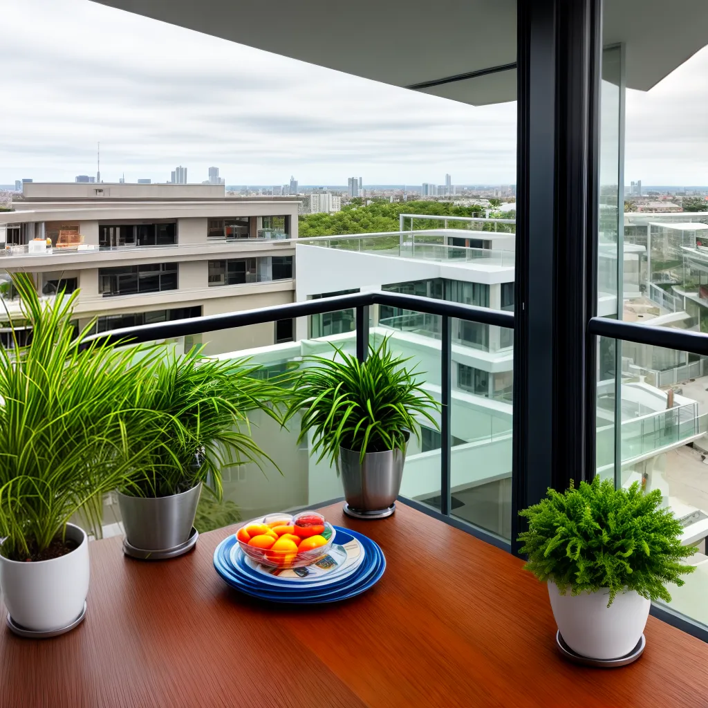 sacada moderna cidade plantas mobiliario