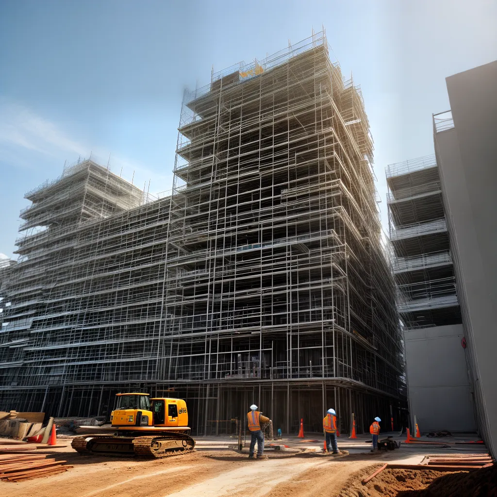 canteiro obras trabalhadores medicao construcao