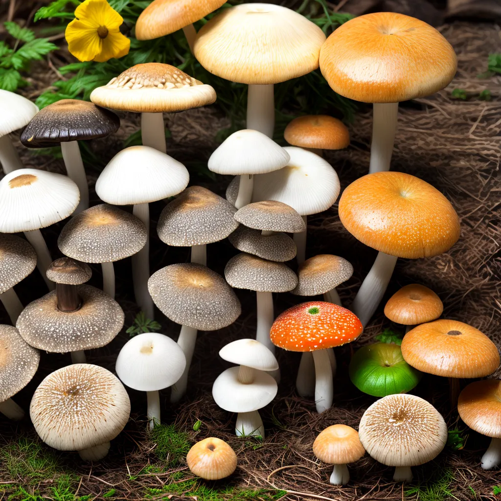 cogumelos variedade cores formatos