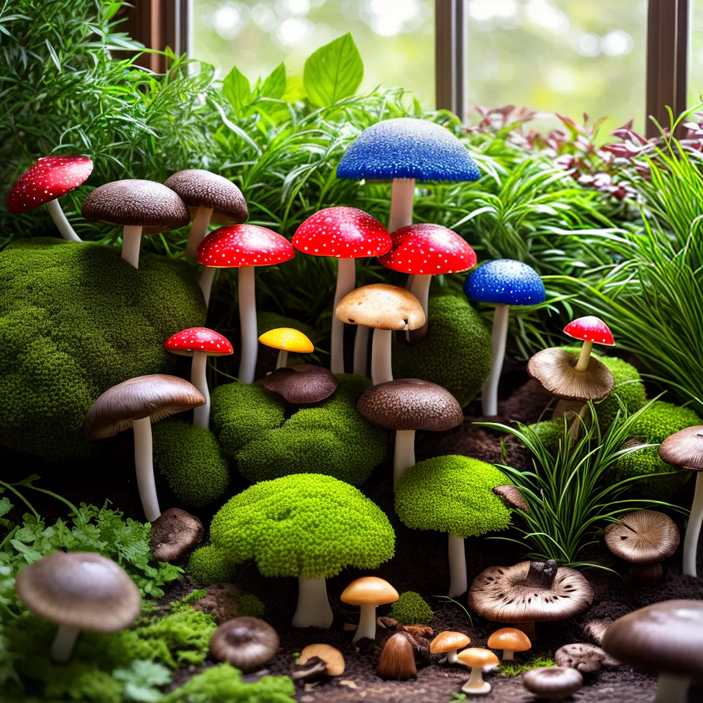 jardim interno cogumelos coloridos jardim interno cogumelos coloridos