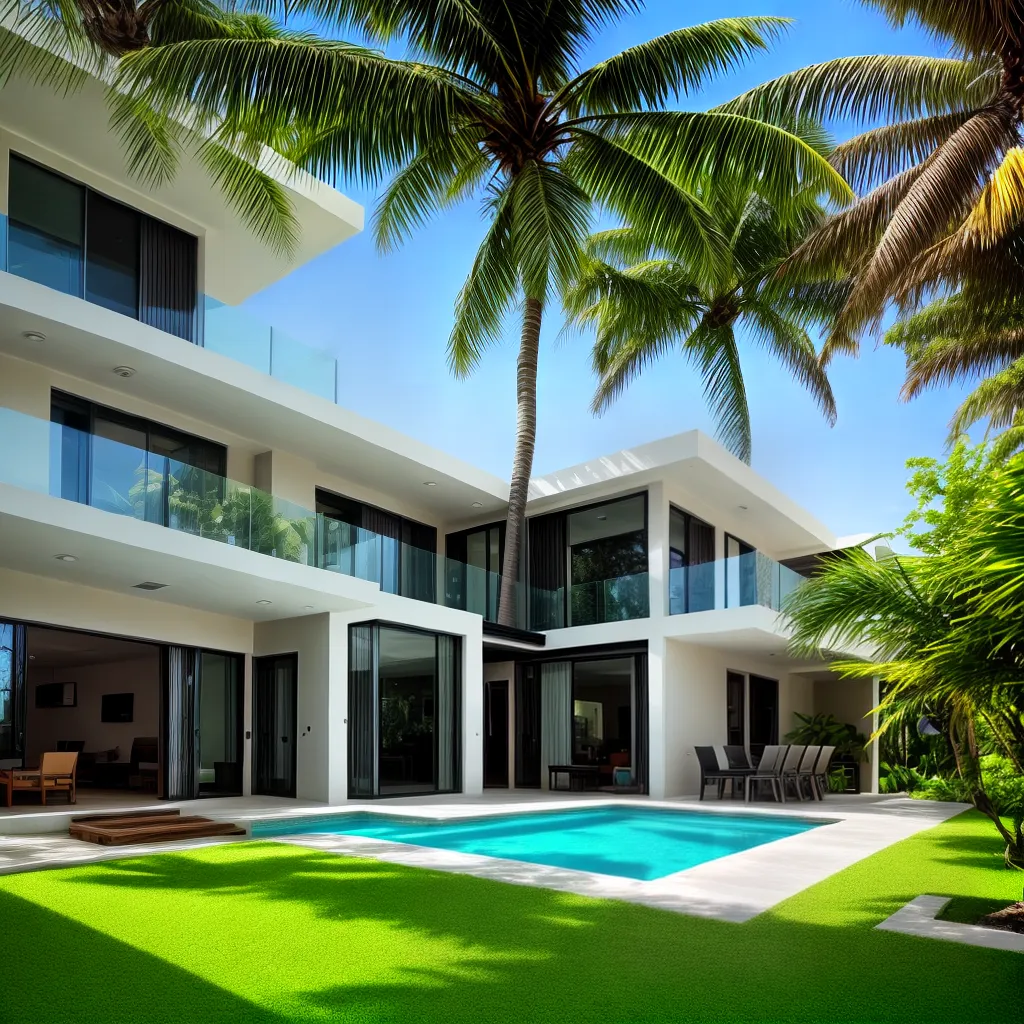 casa tropical moderna palmeiras coloridas