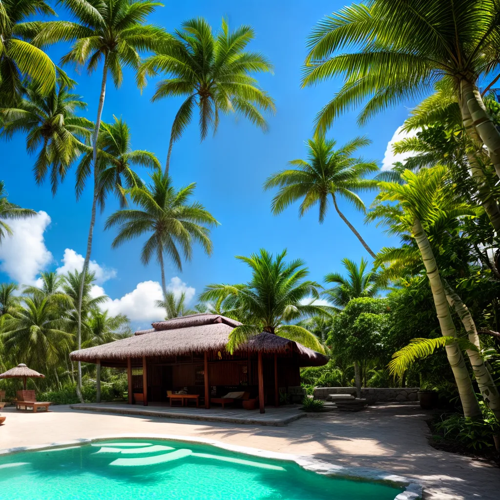 paisagem tropical palmeiras flores construcao sustentavel