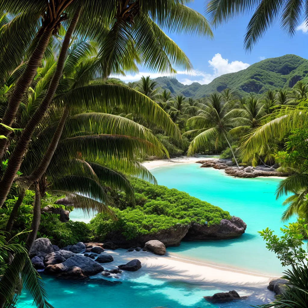 paisagem tropical palmeiras praia agua turquesa