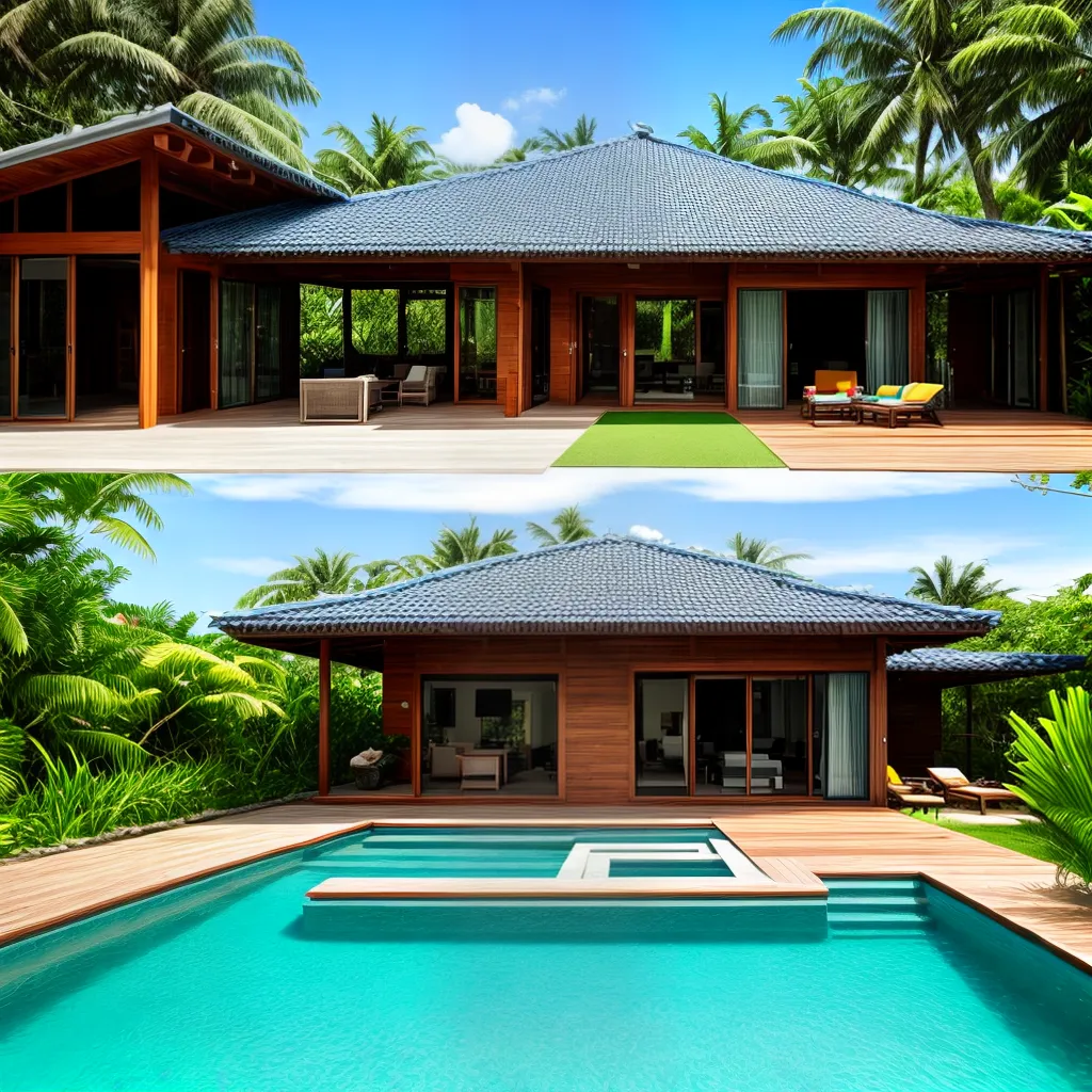 paisagem tropical casa bambu sustentavel