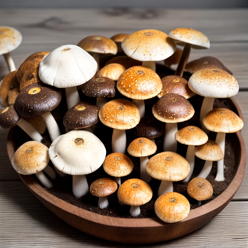 cogumelos variedade cesta madeira