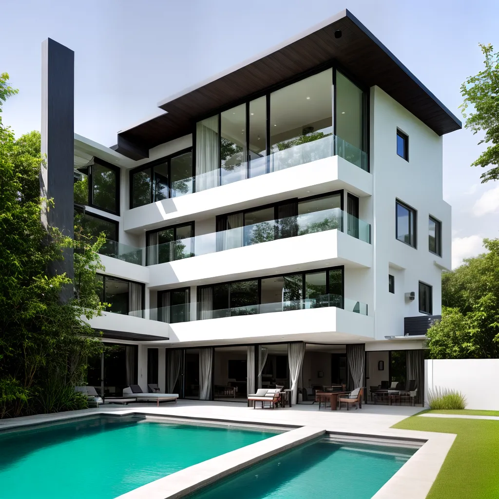 casa moderna janelas verde piscina