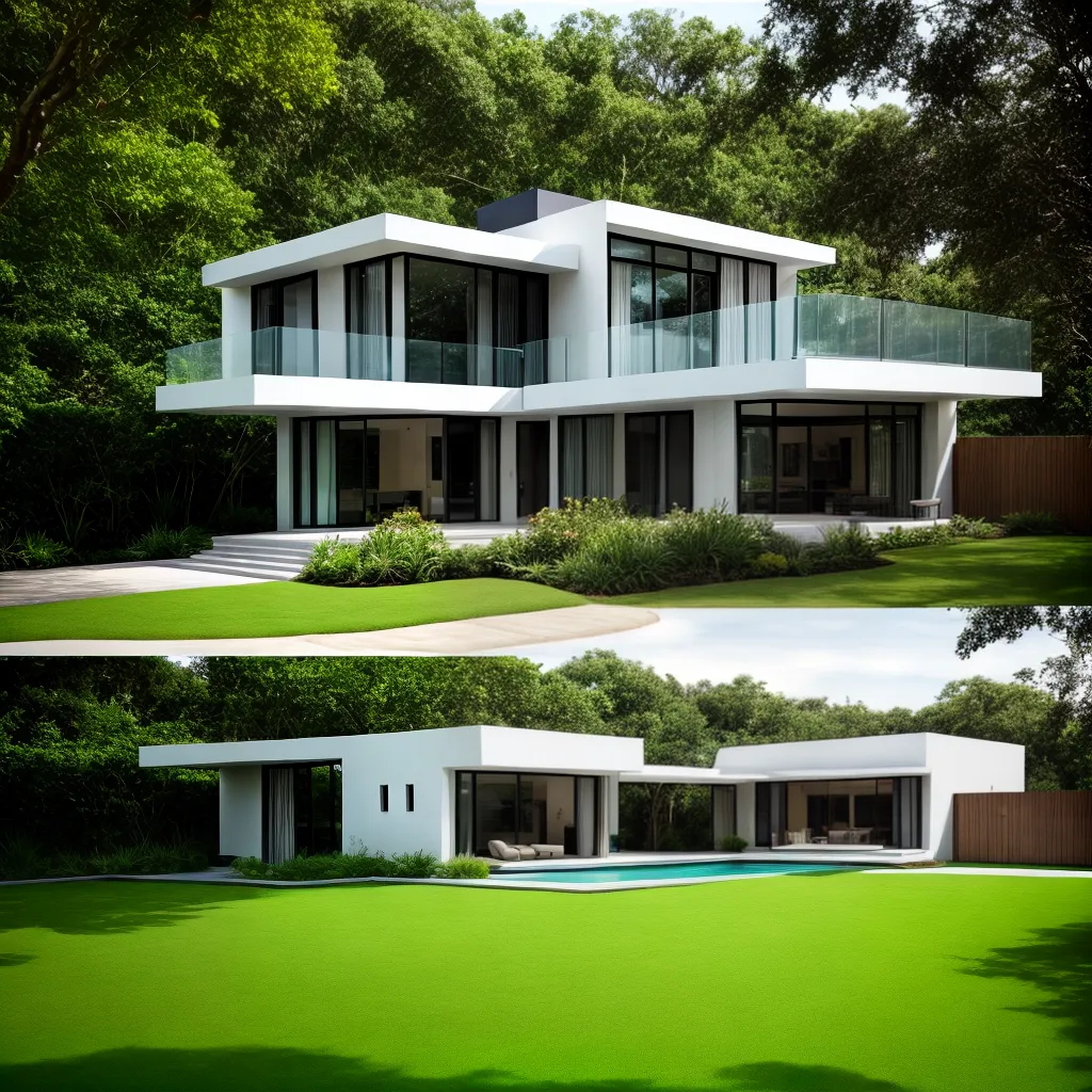 casa moderna paisagem verde jardim