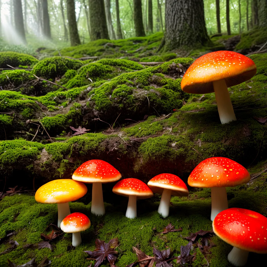 cogumelos coloridos floresta magica