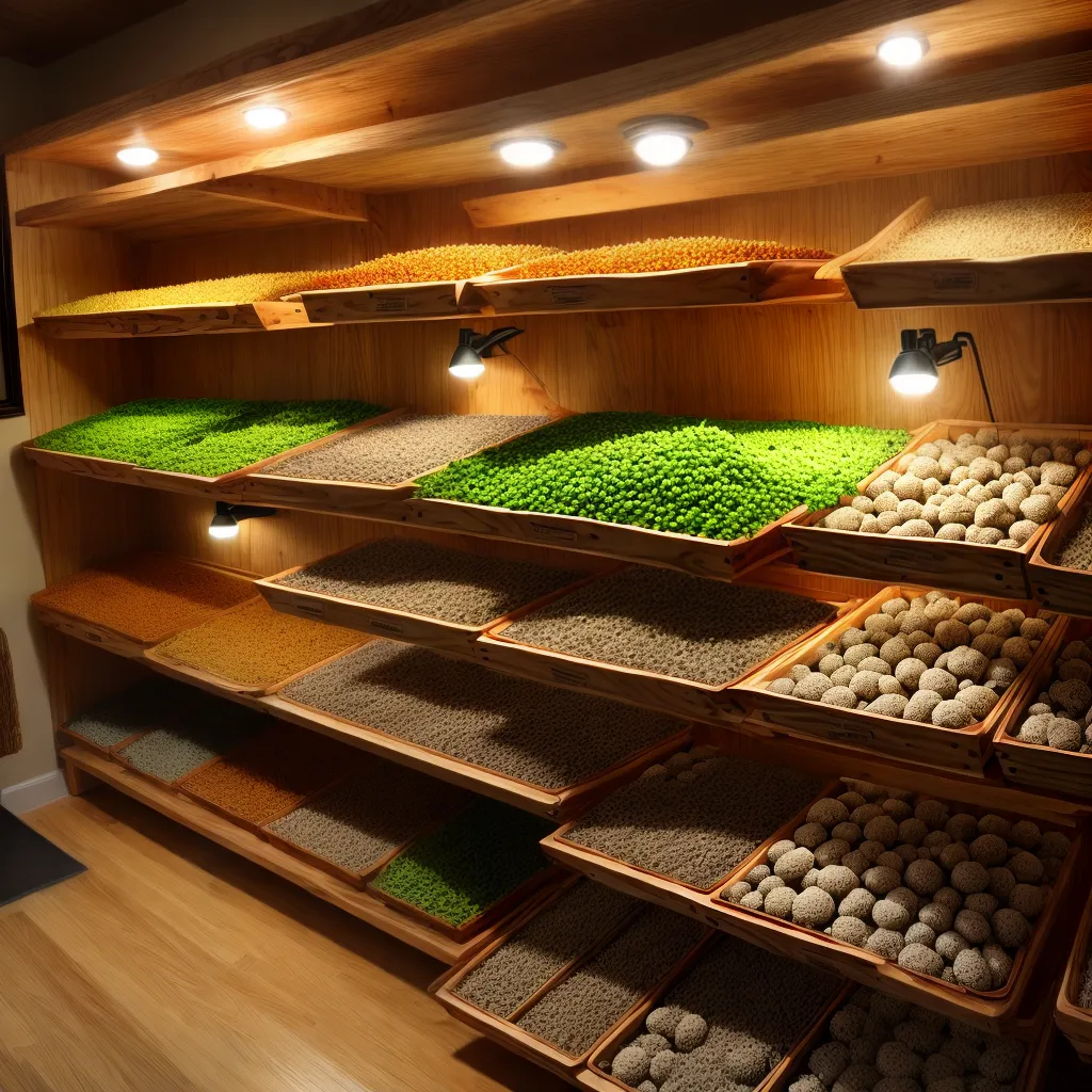 cultivo cogumelos organizado iluminado cultivo cogumelos organizado iluminado