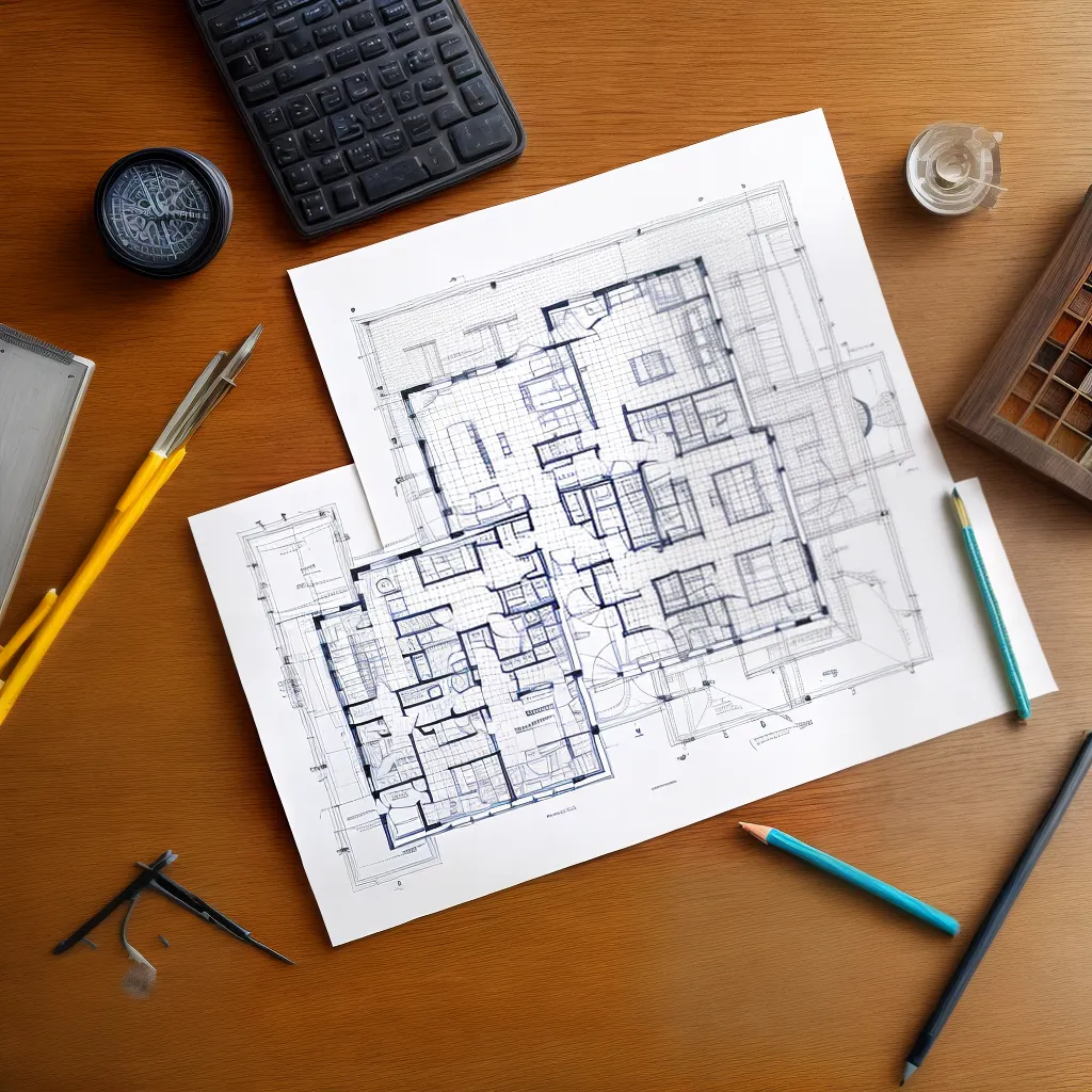 plano arquitetonico ferramentas desenho construcao