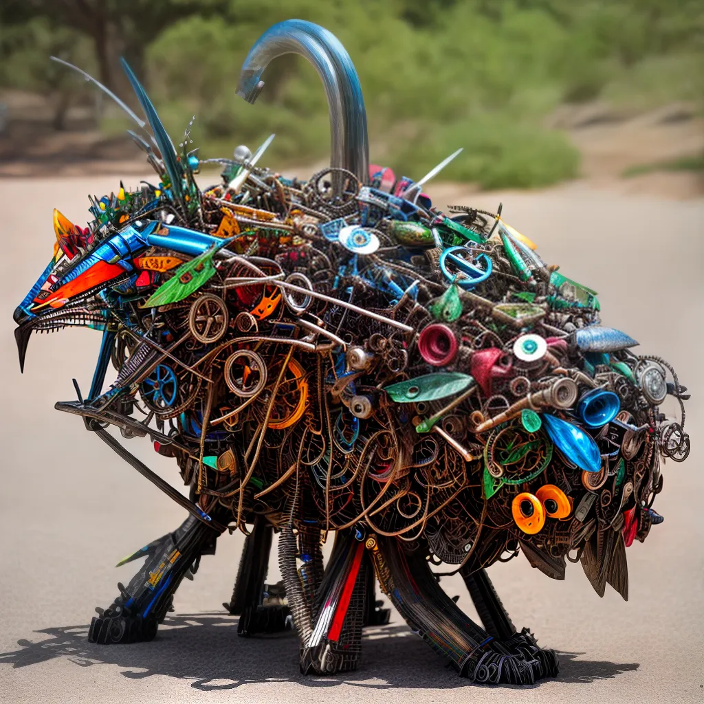 escultura reciclada criativa metal arte