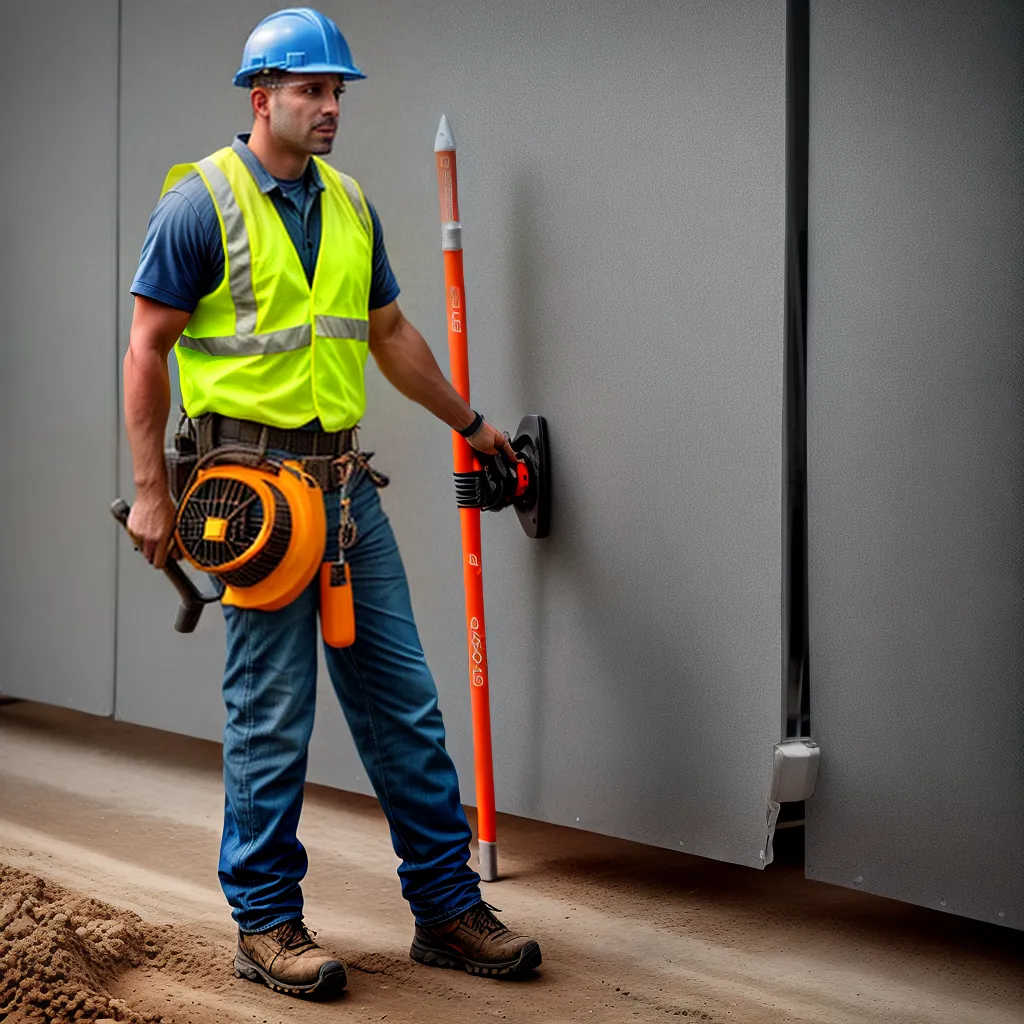trabalhador construcao jackhammer painel seguranca